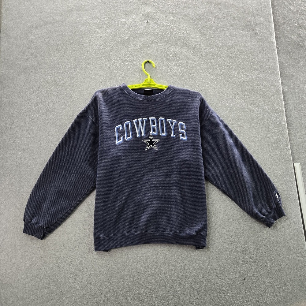 VINTAGE Dallas Cowboys Men Sweatshirt L Blue Embroidered Pro Layer Team Logo